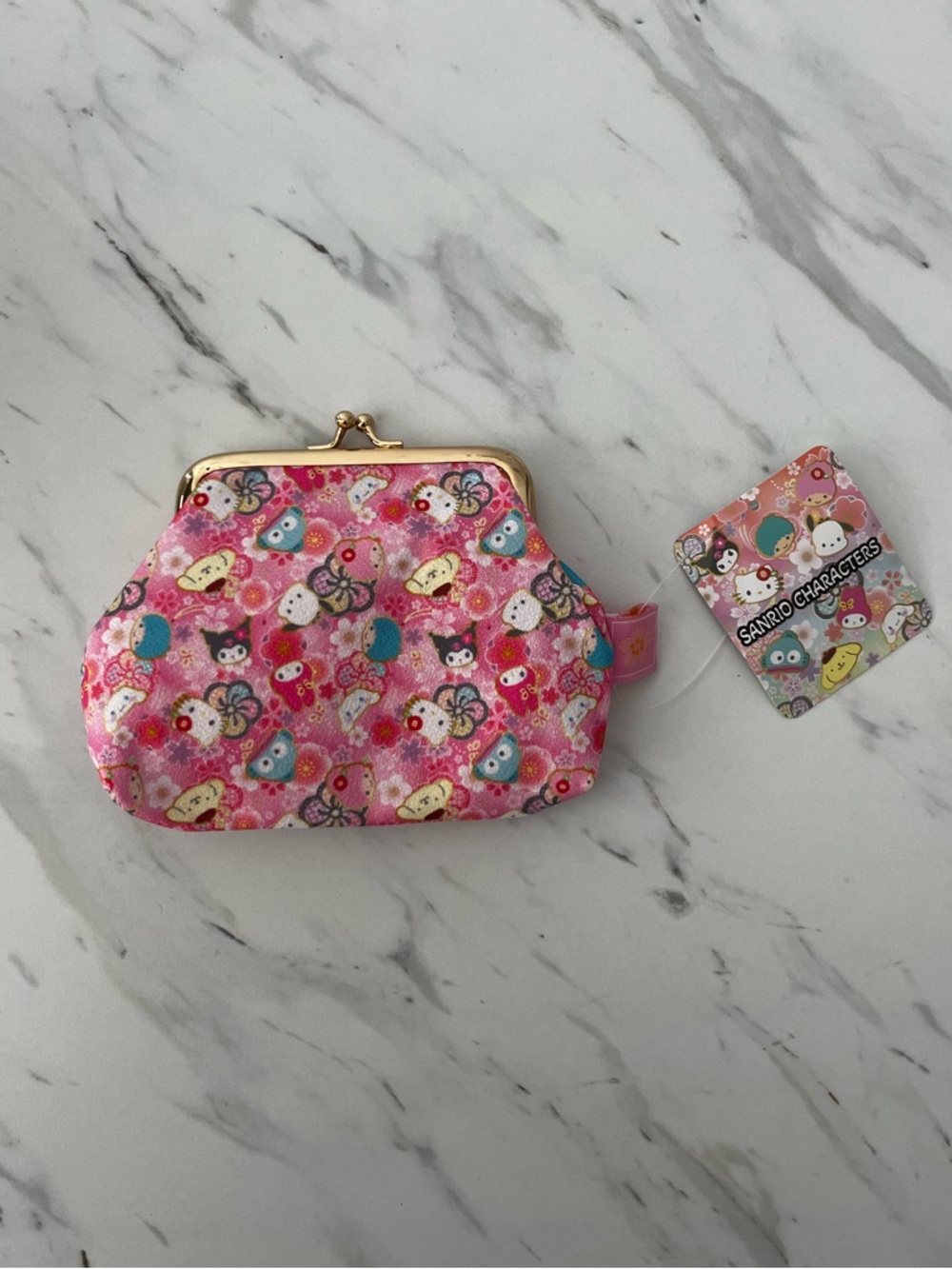 NWT Sanrio Characters Hello Kitty Coin Purse Clutch Kiss Lock Pink (Tokyo)